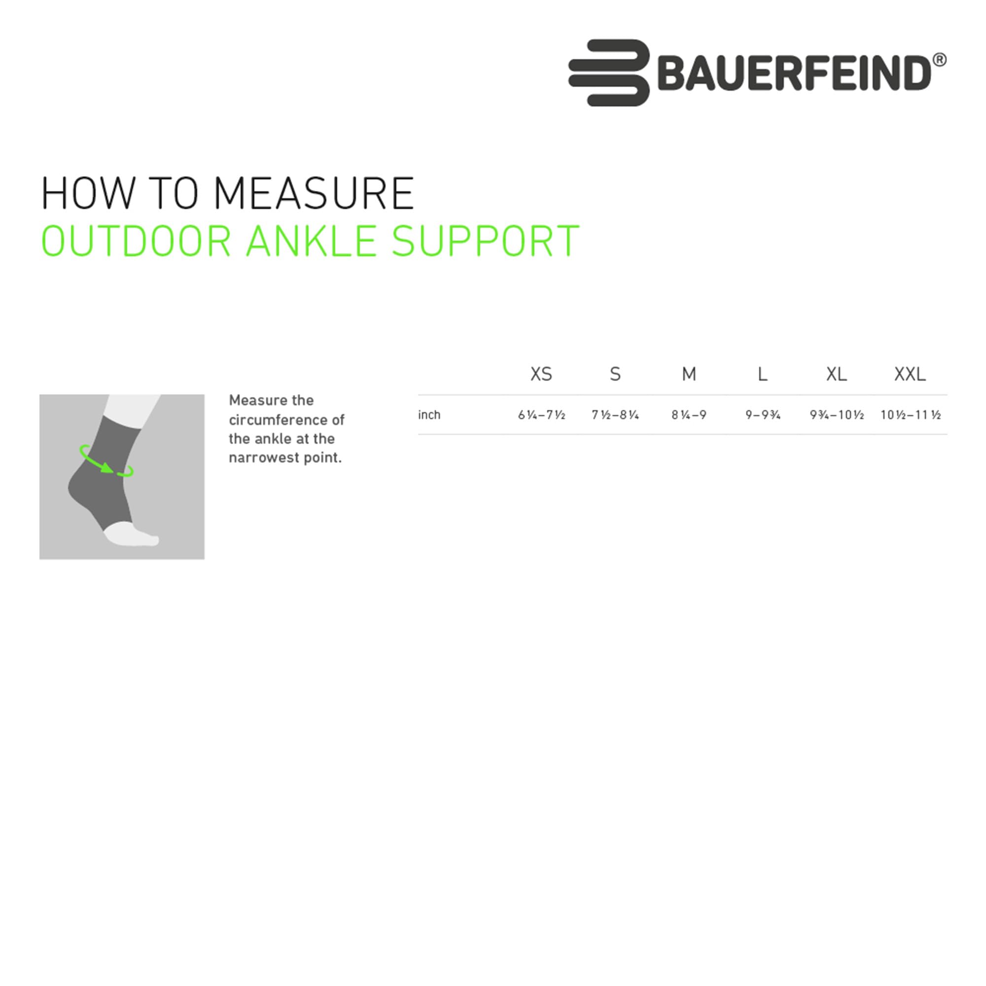 BAUERFEIND Fascia per caviglia da escursionismo "Outdoor Ankle Support", 1 cavigliera unisex, indossabile a destra e a sinistra, in lana merino, S