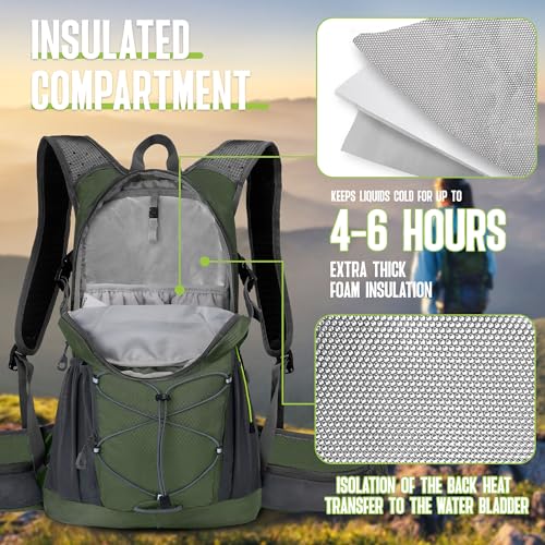Image of N NEVO RHINO Hydration Backpack, 18L Multipurpose Hiking Backpack with 3L Water Bladder, Water Backpack Insulated Hydration Pack Ideal for Hiking and Cycling