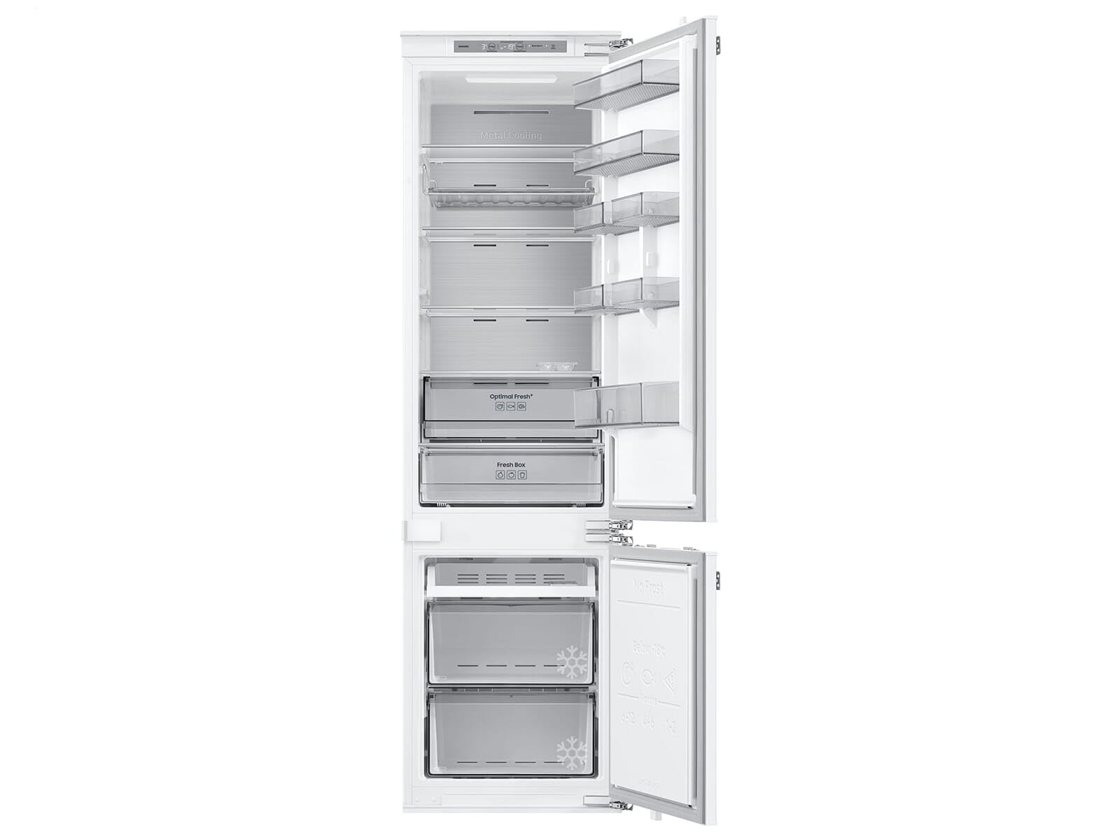 Samsung BRB80F30ADF0EF Frigorifero con congelatore da incasso, AI Frigorifero con congelatore, 194 cm, 297 L, No Frost+, AI Energy Mode, Twin Cooling+, Cool Select+, Bianco