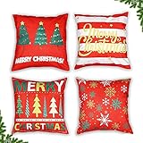 ❄️Decoración navideña: hace el acento perfecto en un sofá, una silla, un lugar de la ventana o una cama. Super decoración para Navidad. Añade un aspecto festivo a tu Navidad con estas fundas de almohada para crear un ambiente navideño tradicional, te traerá la atmósfera romántica de los cuentos de hadas.