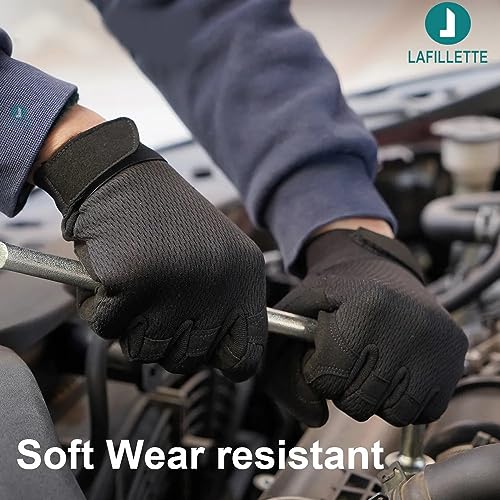 Image of LAFILLETTE Breathable Full Finger Touch Screen Protection Gloves for Motorcycle Cycling Motorbike Sports Climbing (Black)