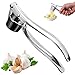 DERU Pressa Aglio, Acciaio Inox Aglio Press, Garlic Press, Gadget da Cucina con Manico ergonomico, Durevole, Facile da Lavare, Pelapatate in Silicone all'aglio+ Spazzola per la Pulizia (Argento)