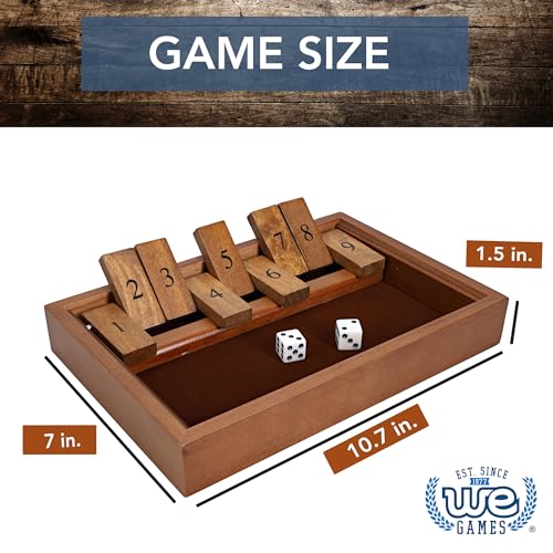 Shut the Box juego de tablero de madera 9 fichas numeradas miniatura 3
