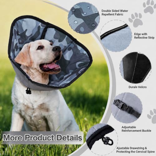 Image of Dog Cone Collar for Dogs After Surgery Extra Long, Adjustable Comfy Dog Elizabethan Pet Collar Cone for Large Dogs Anti-Lick Protective Wound (Camouflage, XL)