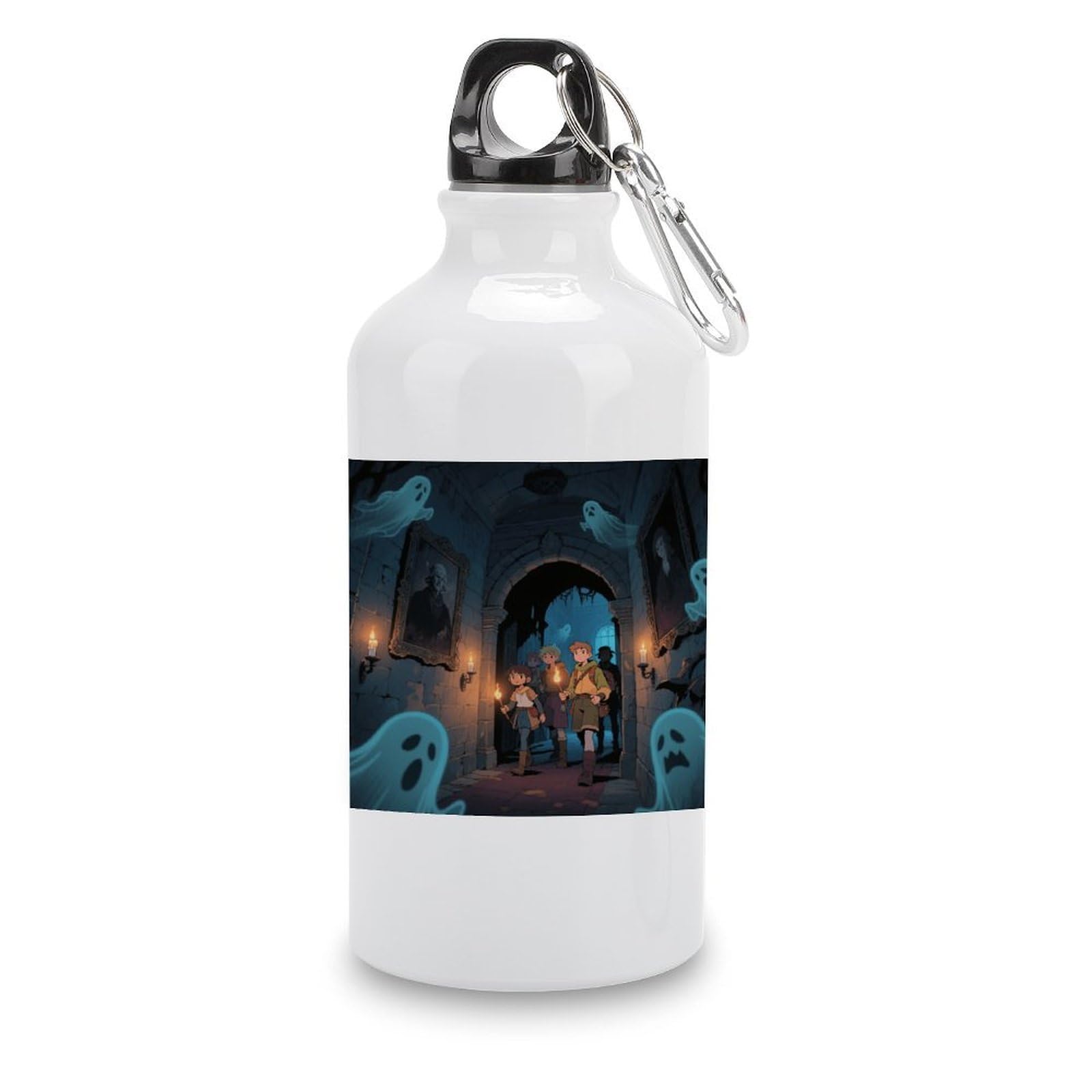 Fekiloot Style Ghost Castle Aluminum Water Bottle Travel Tumbler Reusable Lightweight Outdoor Sports Water Bottles For Gym Sports Camping Hiking Fishing400ml