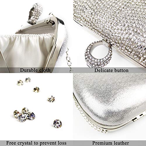 Zebrum Womens Evening Clutch Bag Designer Evening Handbag Hand Bag,Lady Party Wedding Clutch Purse (Silver- Rhinestone Tassel) #TOP5