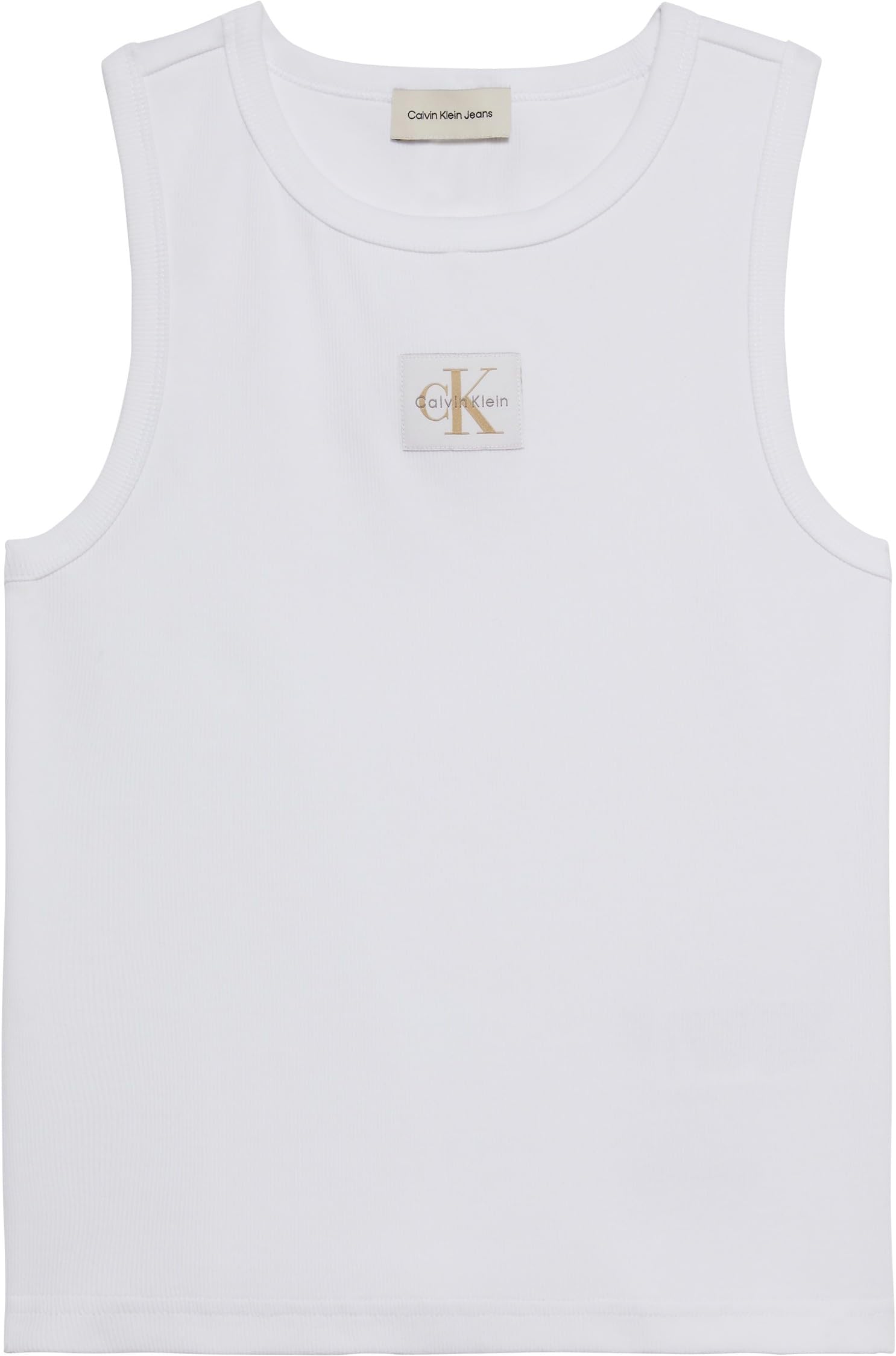 Calvin Klein Camiseta de Tirantes Mujer Woven Label Cotton Rib con Logotipo