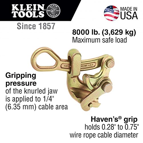 Klein Tools 1625-20 Grip, Haven's Grip Wire Pulling Tool For Wire Rope To 0.75-Inch, Maximum Load 8000-Pound #TOP1