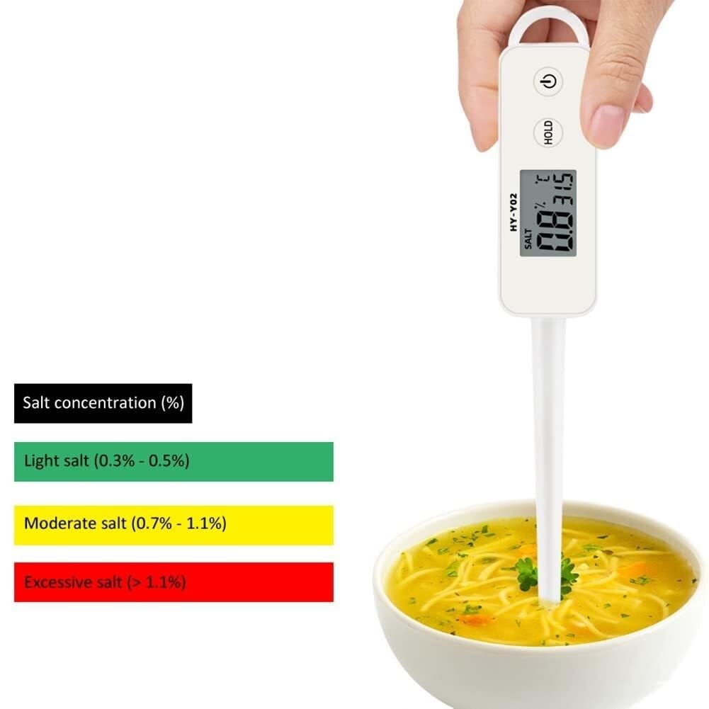 Medidor de salinidad portátil, medidor de concentración, detector digital de sal LED for alimentos, for cocina, gestión de alimentos y peceras.