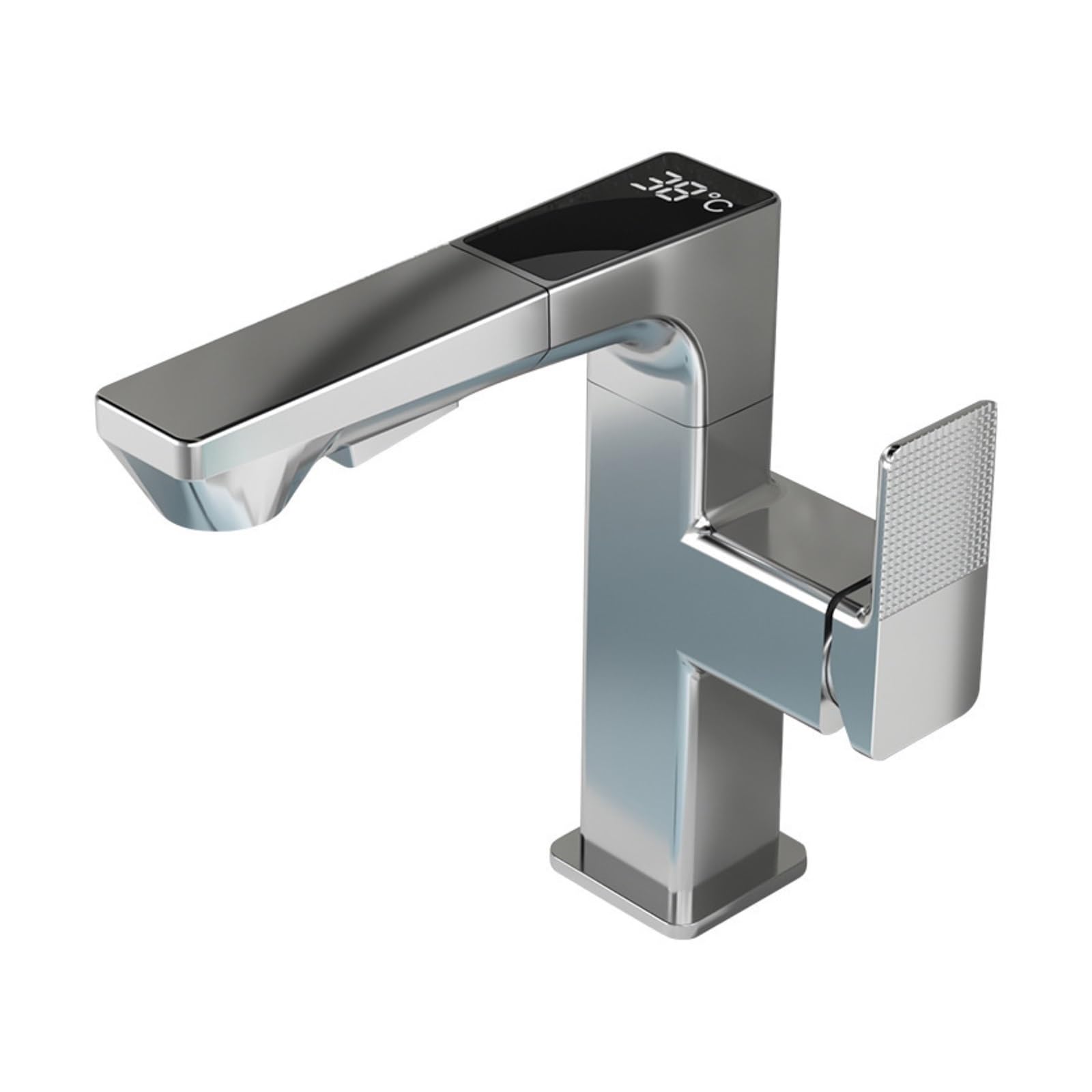 Copper Alloy Bathroom Faucet, Pull Out Hot Cold Basin Mixer Tap, Modern Lacquer Vanity,Safe and Reliable(Silver)