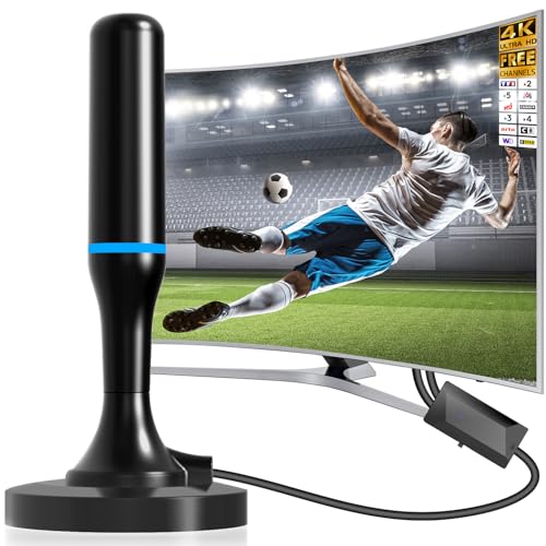 Antenne TV intérieur, Antenne TV Intérieur Puissante TNT HD, Antenne TNT Intérieur Amplifiée...