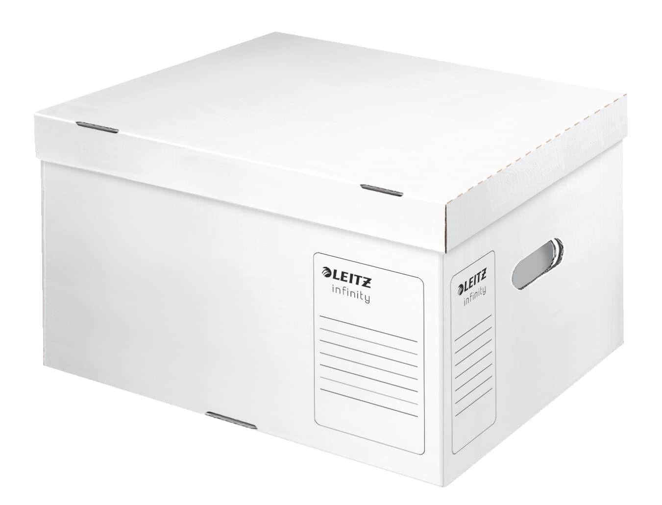 Leitz Boîte d'Archives & Transport avec Couvercle Intégré, Carton Sans Acide, Emballé à plat, Blanc, Grande Taille, Leitz Infinity, 61040000