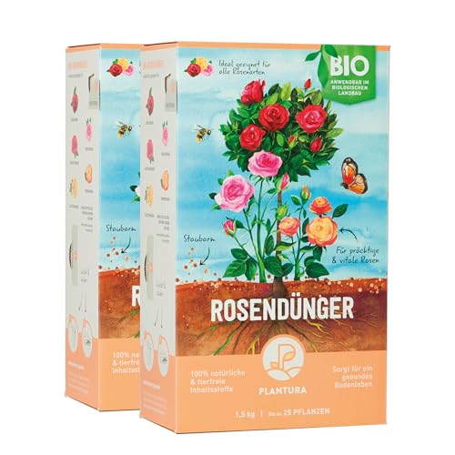 Plantura Bio Rosendünger mit 3 Monaten Langzeitwirkung, 3 kg, für prächtige Rosen in Beet & Topf, Bio-Qualität, gut für den Boden, unbedenklich für Haus- & Gartentiere