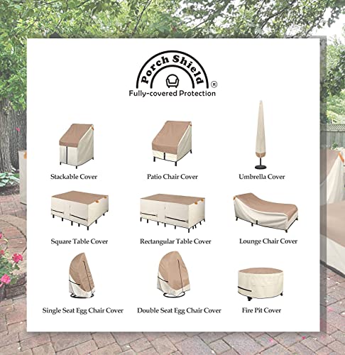 Porch Shield Patio Chair Covers - Waterproof Outdoor Lounge Deep Seat Adirondack Chair Cover 4 Pack - 34W X 37D X 36H Inch, Light Tan & Khaki #TOP6