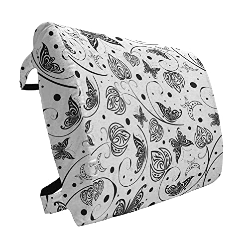 Ambesonne Black and White Lumbar Back Support Pillow, Monochrome Butterflies
