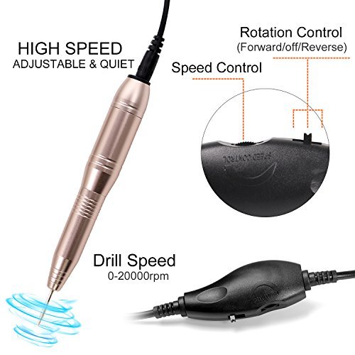 ECBASKET Electric Nail Drill Portable Nail Drill Machine Electric Acrylic Nail File Manicure Pedicure Kit Handpiece Grinder for Acrylic Gel Nails with 3 Nail Brushes for Cleaning