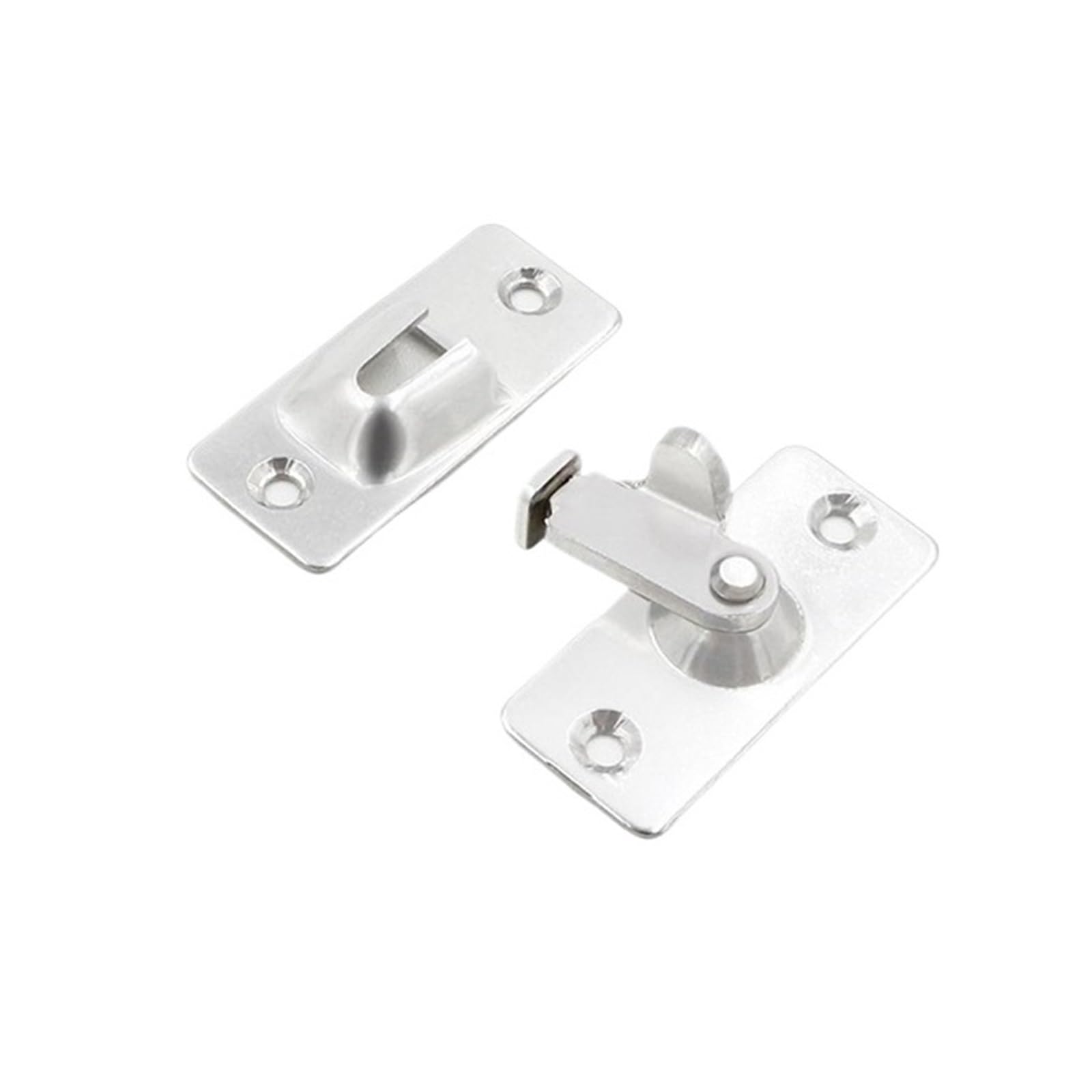 2PCS 90 Degree Right Angle Door Lock Barn Latch Bolt Stainless Steel Hook Buckle Security for Interior(Sliver)