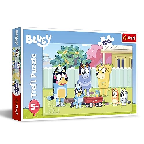 Trefl, Mundo Alegre de Bluey 100 Piezas-Puzle de Colores con los Personajes de la Serie Infantil, Entretenimiento Creativo, Juego para niños a Partir de 5 años, Multicolor (16471)