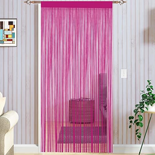 Taiyuhomes String Door Curtains Fly Screen Curtain For Window Decorations Living Room Doorways Crystal Plain Tassel (90x200cm) Black