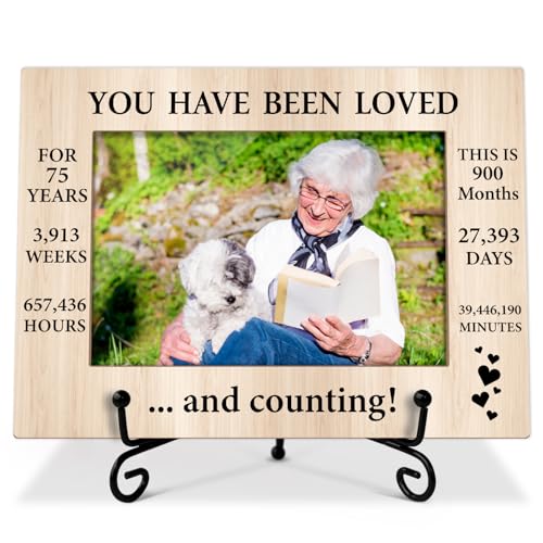 Zwsrplo 75th Birthday Picture Frame, 75th Birthday Gifts for Women Her, Grandma Mom Gifts...
