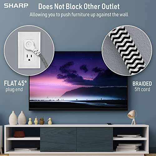 Protector eléctrico SHARP con 6 tomas, 4 puertos USB y enchufe plano miniatura 5