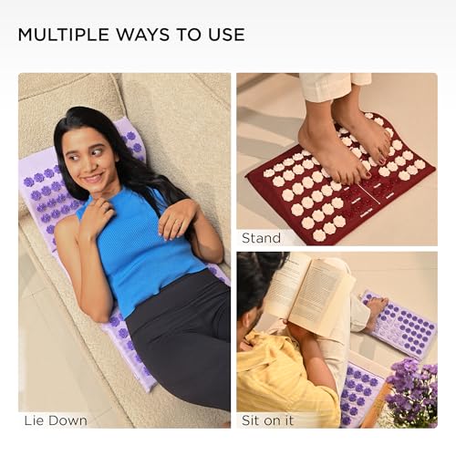 Image of Core Asana Acupressure Mat Massager for Foot, Back, Neck and Joint Pain Relief, Reduce Stress & Tension with Pillow, Reflexology Accupressure Set (Asparagus Green)
