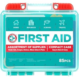 Be Smart Get Prepared 85 Piece First Aid Kit: Clean, Treat, Protect Minor Cuts, Scrapes. Home, Office, Car, School, Business, Travel, Emergency, Survival, Hunting, Outdoor, Camping & Sports, FSA HSA