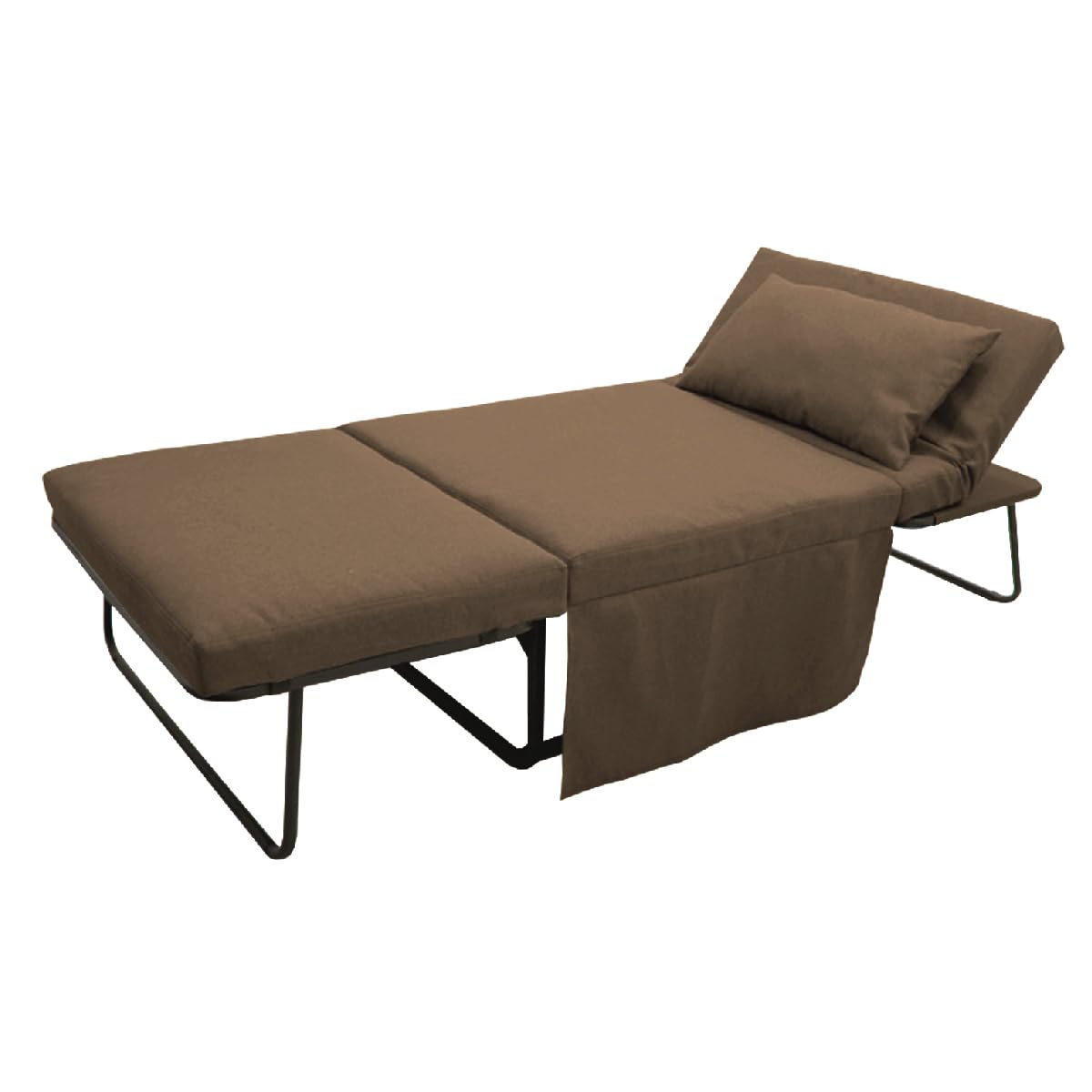 MarinelliGroup Pouf letto singolo con materasso 75X75X43 cm salvaspazio pieghevole camera cameretta soggiorno poggiapiedi tessuto Beny (Marrone)