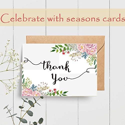 SUPHOUSE Thank You Cards with Envelopes Set, Thank You Cards Small Business,Baby Shower Thank You Cards, Wedding Thank You Cards Greenery Floral Style,100 Bulk Pack
