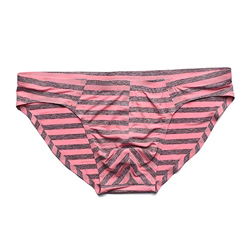 COMLIFE Men's Ice Silk Striped Traceless Underwear Low Risee Stretch Belt Briefs2