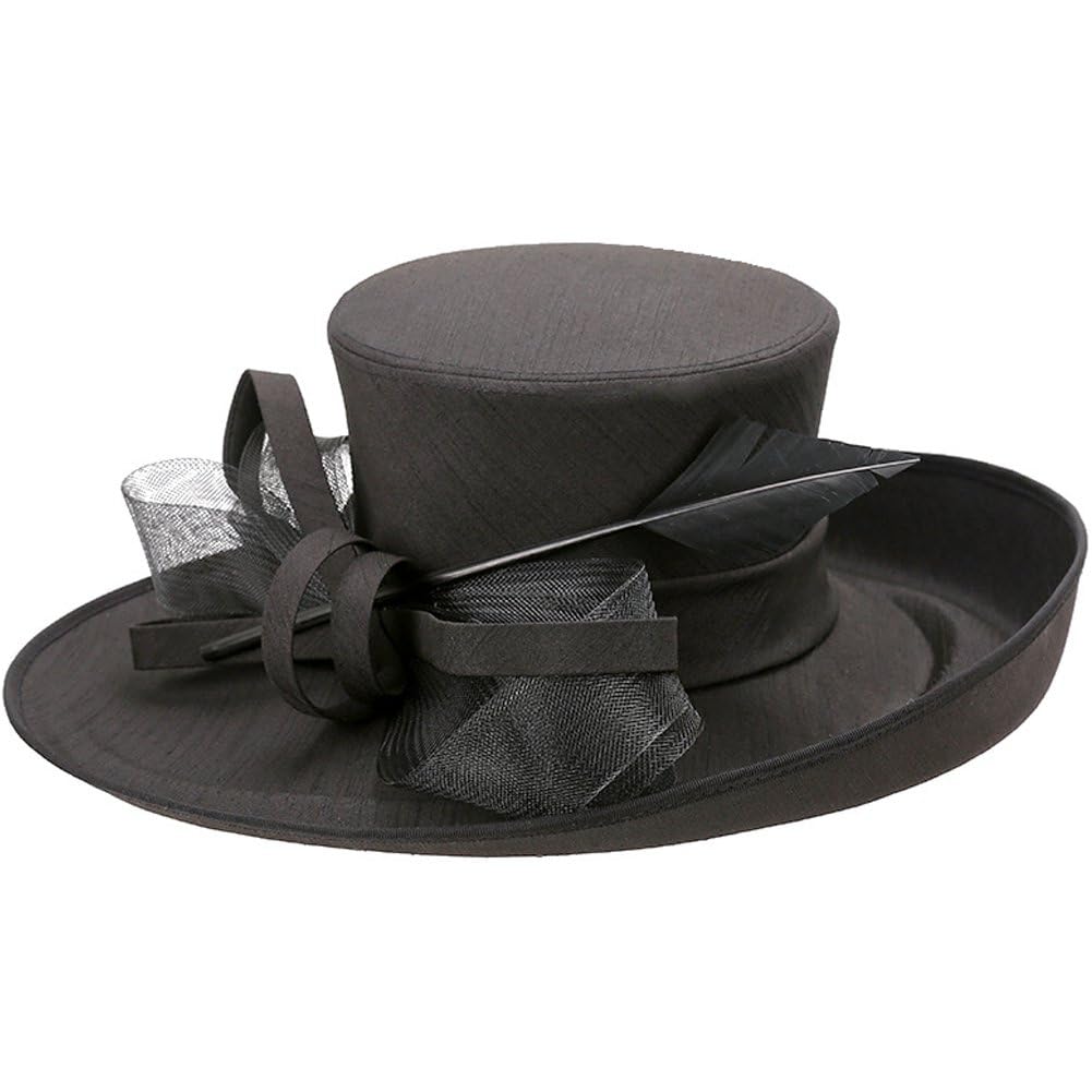 Ppmter Womens Church Derby Top Hats Tea Party Hat Wide Brim Sun Cap Ladies Wedding Formal Fascinator Hat