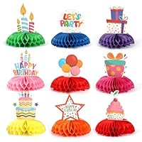 Aonior Geburtstag Tischdeko, 9 Stück Wabenbälle Geburtstagsdeko Tisch, Bunte Bienenwabe Mittelstücke, Papier Honeycomb Dekorationen für Mädchen Jungen Party Tischdekoration Kindergeburtstag