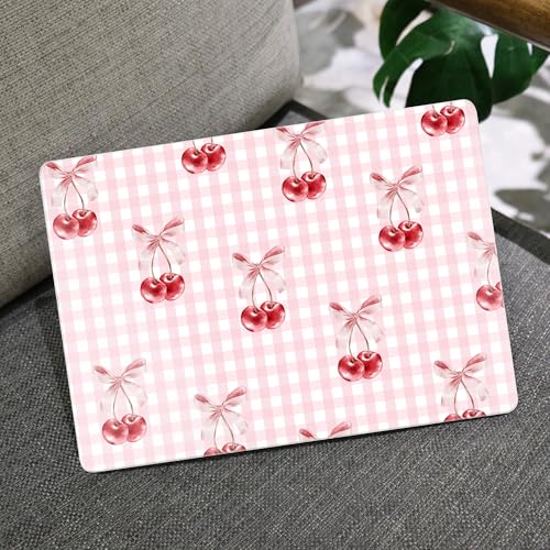 Image of MEEgoodo for M5 /M4 /M3 /M2 MacBook Air 15 inch Case 2026 2025 2024 2023, Case Fit Model (A3448 /A3241 /A3114 /A2941) for MacBook Air 15.3 inch, Pink Checkerboard&Cherries