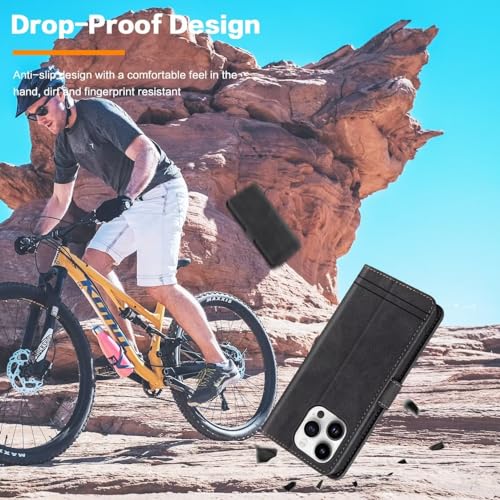 GoodcAcy for Xiaomi 14 Pro Case Leather Wallet Book Flip Folio Stand View Magnetic Closure with Card Slots Cover Case Compatible with Xiaomi 14 Pro (Black) - Image 4