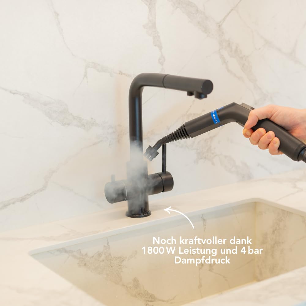 TS2 Dampfreiniger 1800W - 4 Bar Dampfdruck - 1,6L Tank - 26 Zubehörteile für 100+ Oberflächen – 50 Min Dampfleistung
