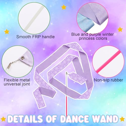 Image of Soulchen 20 Pack Pink and Green Witch Party Favors Witch and Theme Wands with Thank You Cards Pink Green Dance Ribbons Birthday Party Favors Dance Streamers Gift(20 Pcs,Snowflake)
