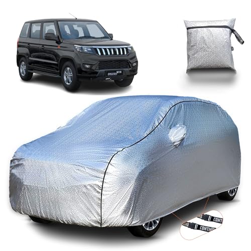 Image of Continental [SilverGuard] Dual Belts Extra Protection M & M Bolero 7 Seater All Models Car Cover (2010-2026) Build with Triple Stitched,Waterproof & Dustproof Car Cover for Bolero (Metallic Silver).