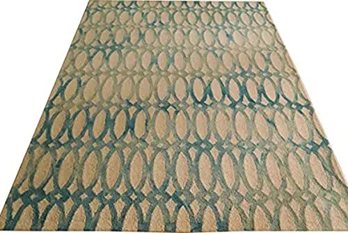 Image of Export Quality Handtufted Woolen Carpet for Living Room Bedroom & Hall - Color - Royal Green /Beige - Size - 12 x 18 Feet