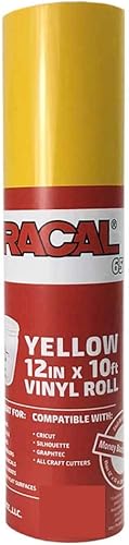 12 in X 1020ft rollo de vinilo adhesivo permanente brillantemate Oracal 651. Cortadora para artesanías, perforadora., Amarillo, 10
