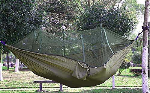 蚊帳付きポータブルアウトドアキャンプハンモック、高強度パラシュート生地吊りベッド、ハンティングスイング、1-2人用 Amazon.co.jp: キャンプ用品 ポータブルパラシュート蚊帳ネット
