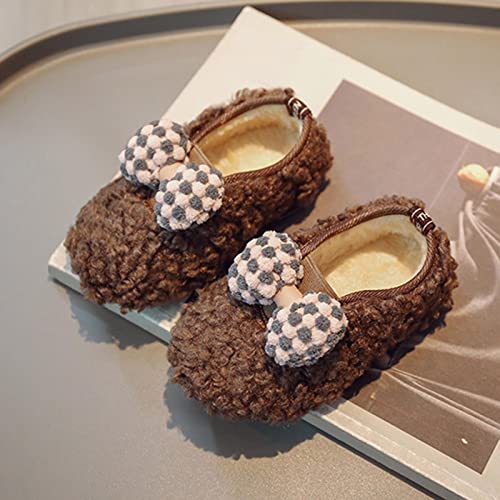 sfdgfhyf Toddler House Boots Winter Children Boys And Girls Cotton Shoes Flat Bottoms Non Slip Colorblock Bow Plush Boots2
