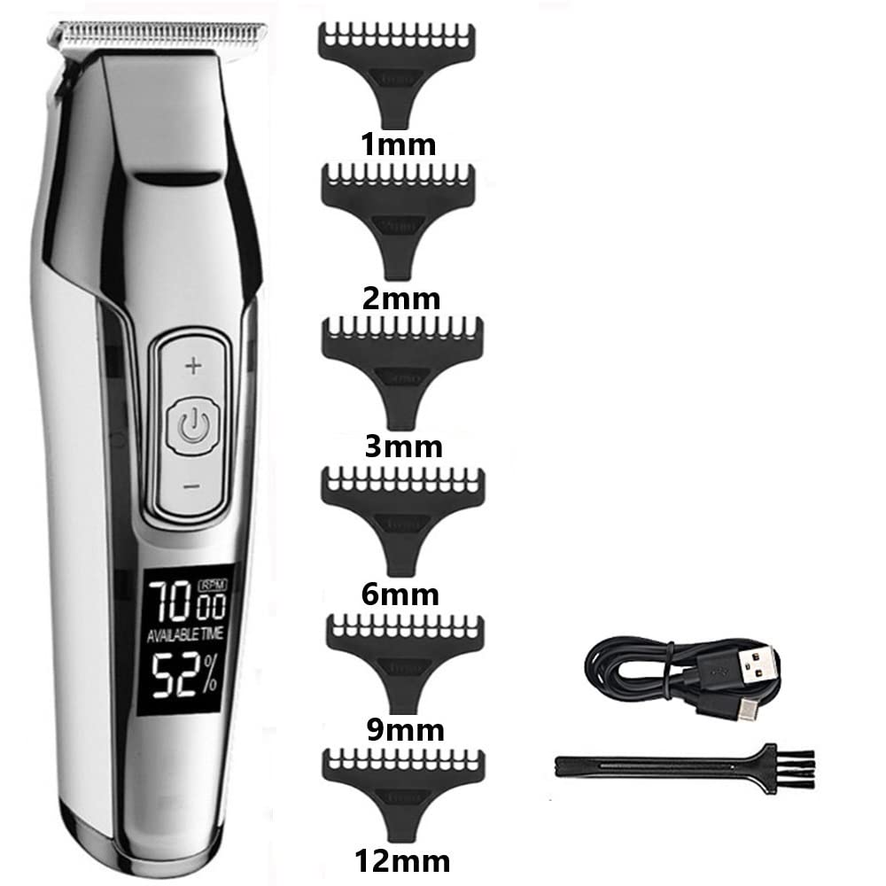 Cortadora de pelo, recortadora de barba para hombres, barbero silencioso, reducción de ruido, cantidad eléctrica, LED, pantalla digital, puerto de carga, grabado, tijeras eléctricas KM-5027