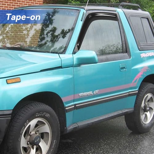 Image of Window Visors Rain Guards for 1998-2004 Chevy Tracker Convertible SUV, Out-Channel Window Vent Wind Deflectors Visors Shades for 98-04 Tracker 2Dr