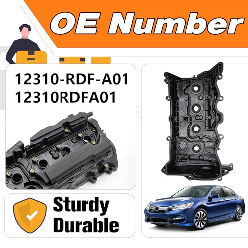 Image of Engine Valve Cover with Gasket Compatible with Honda CR-V 2015-2019,for Accord 2.4L 2013-2017.Replace#12310-RDF-A01, 12310RDFA01.