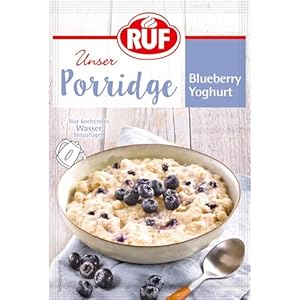 RUF Porridge Blueberry Joghurt, Instant Haferbrei mit Blaubeer-Stückchen und Joghurt, beliebtes Oatmeal für Unterwegs oder im Büro, 1 x 65g Beutel