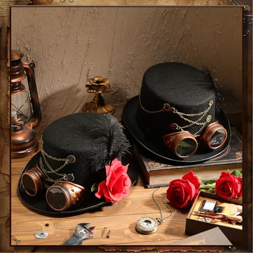 Ramede HEY-RAMEDE-PPPPPART3380 2 Pcs Steampunk Top Hat Halloween Costume Hat thumb #3
