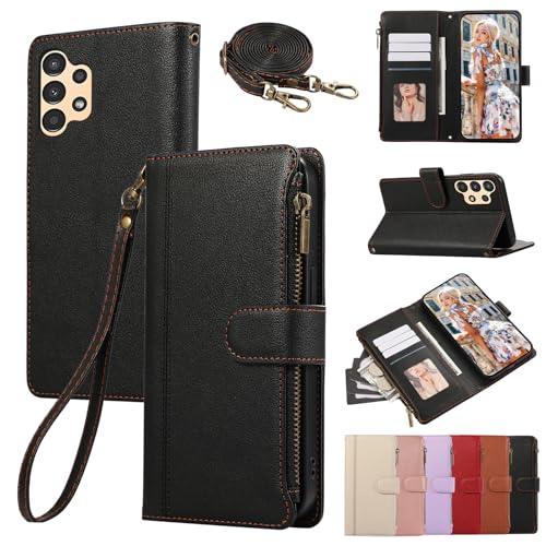 Coque Samsung Galaxy A32 5G antichoc en cuir avec rangement cartes et film écran