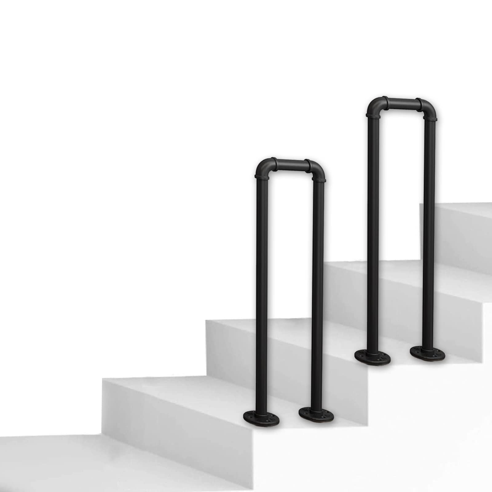 Rampe d'escalier en acier robuste 90 cm avec kit de fixation haute résistance 200kg