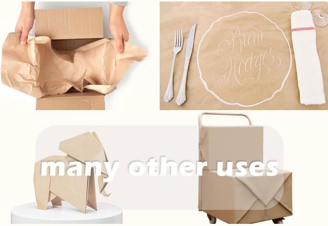 SMART&CASUAL 15" x 450" (37.5') Kraft Paper Roll for Art Craft Supplies Gift Wrapping Moving Packing Painting Drawing Paint Easel Poster Chart Paper (White, 15" W x 450" L (37.5'))
