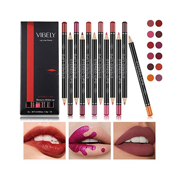 12-Colors-Lip-Liner-Pencil-Professional-Matte-Lip-Liner-and-Lipstick-set-for-Waterproof-Long-Lasting-Smooth-Natural-Lip-Makeup Vibely 12 Colors - Lip Liner Pencil Professional Matte, Lip Liner and Lipstick set for Waterproof Long Lasting Smooth Natural Lip Makeup